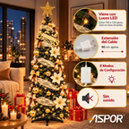 Arbol De Navidad Plegable 180cm Armado Facil Navideño Luces Dorado