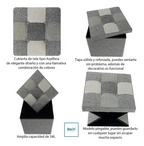 Puff Organizador Baul Plegable Cubo 38x38 Tela Mix Gris