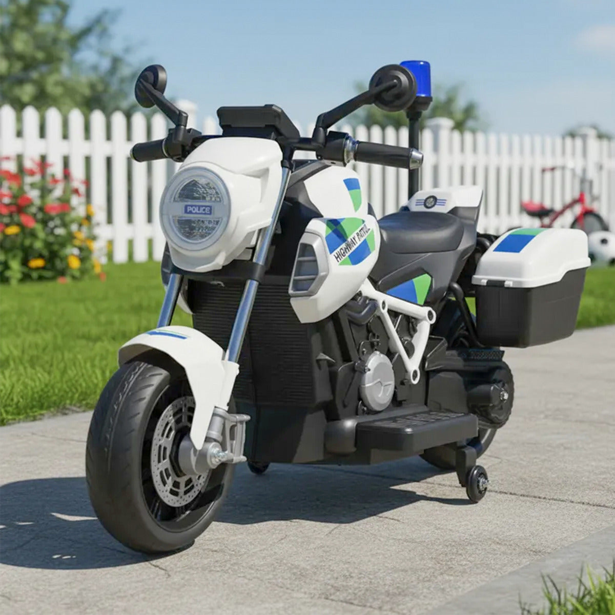 Moto Electrica Montable Niños Policia Bateria Alta Duracion Led Blanco