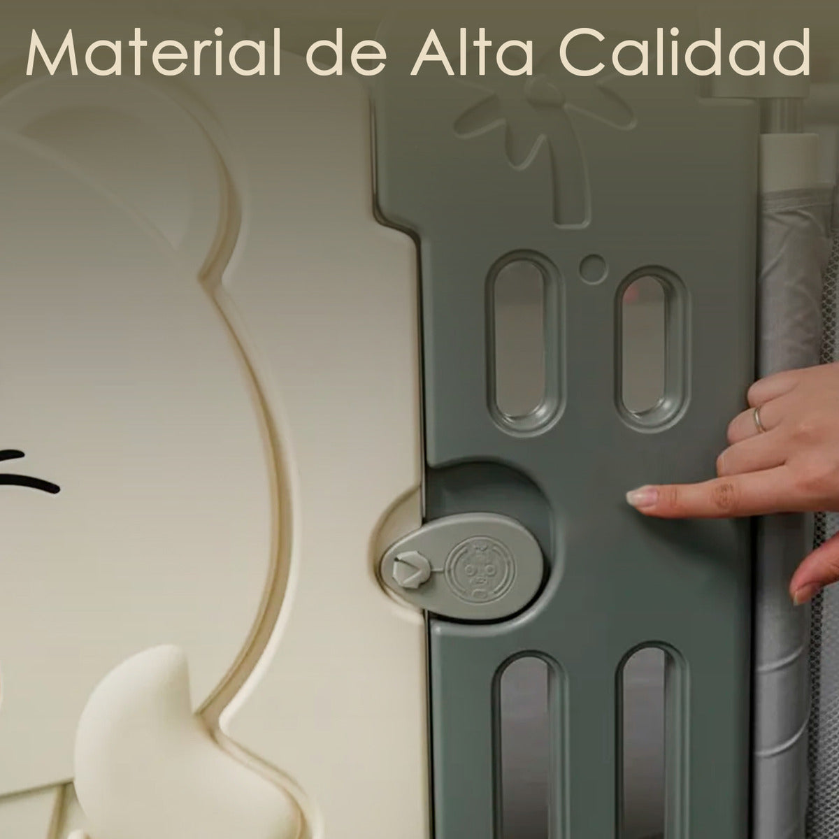 Corral Infantil Nubo Puerta De Oso Y Malla Oxford 120x180cm Gris Osos