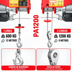 Tecle Electrico De Levante 1200kg De 12 Metros Cable Acero De 1850w Control Remoto