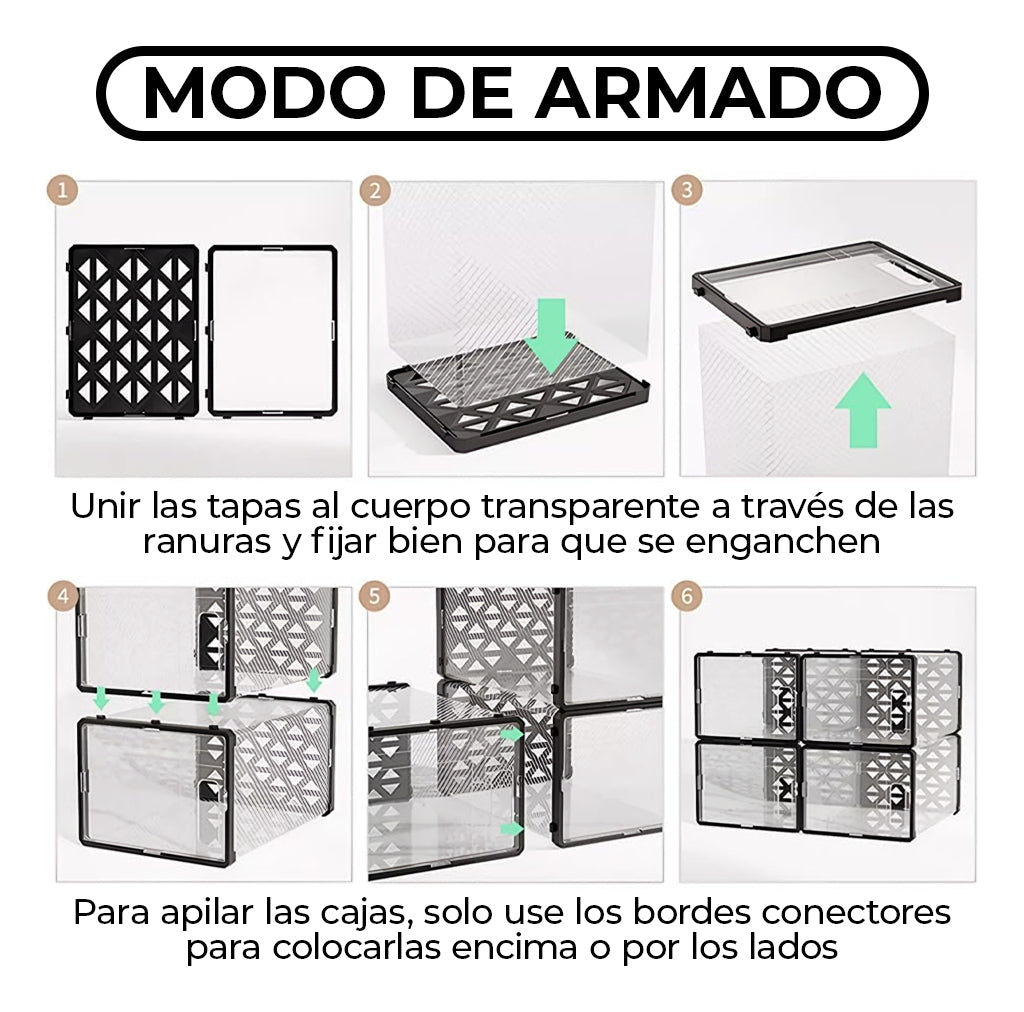 Set 6cajas Organizadoras De Zapatos Apilables Multiuso Beiti