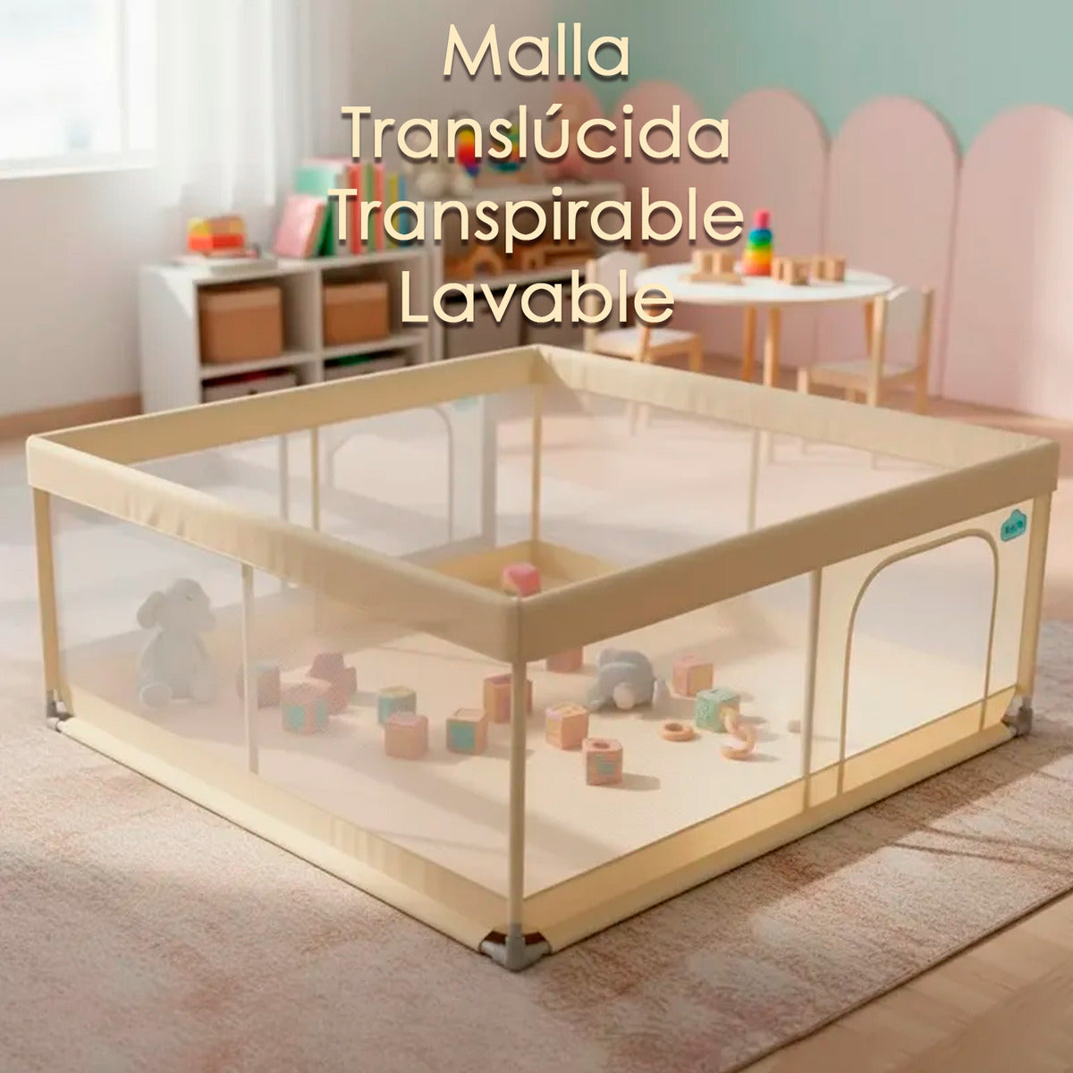 Corral Infantil Nubo Armable Malla Y Tela Oxford 180x200cm