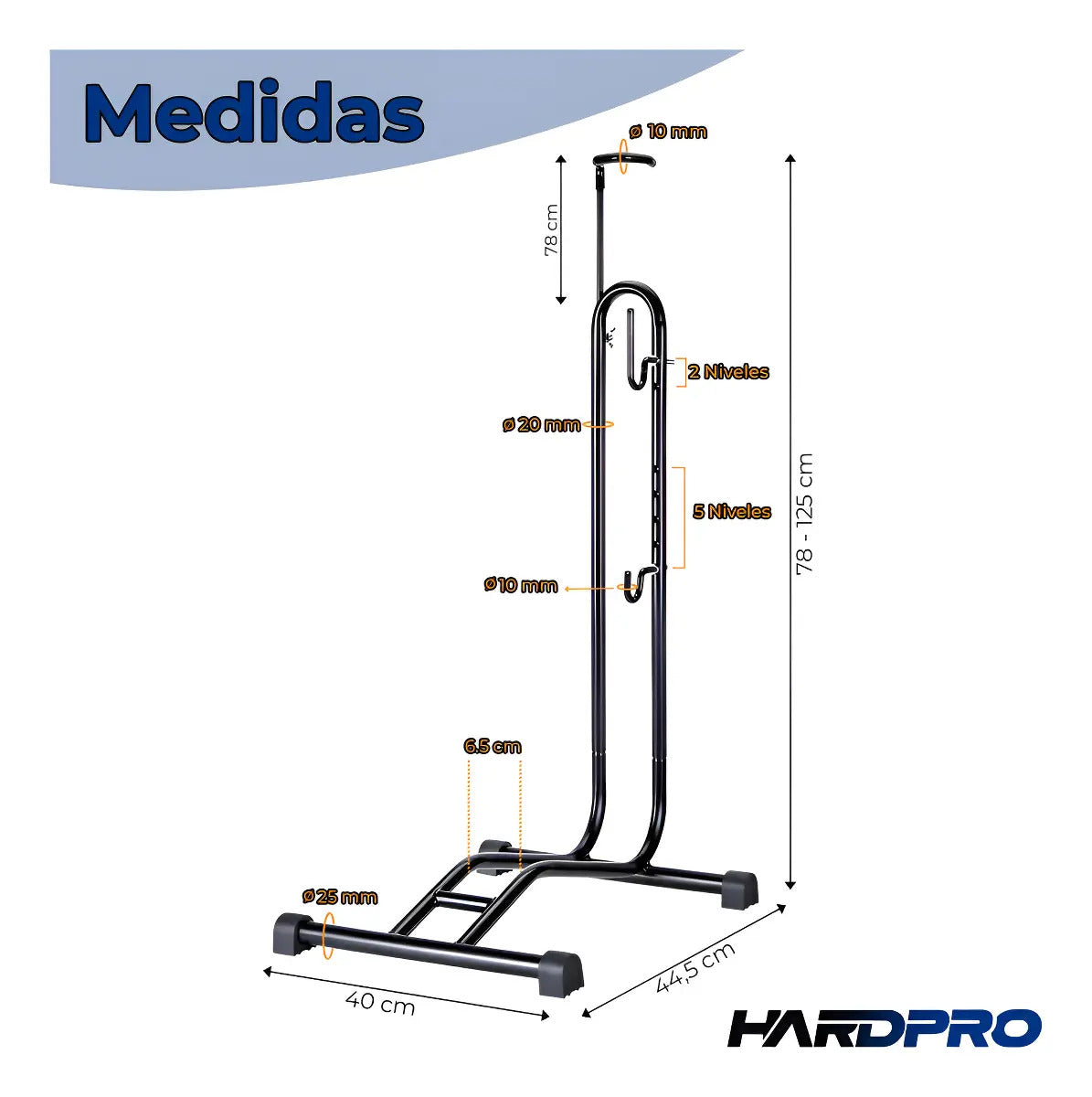 Soporte Bicicleta Quick Vertical y Horizontal Acero Negro 24 a 27.5 Pulgadas