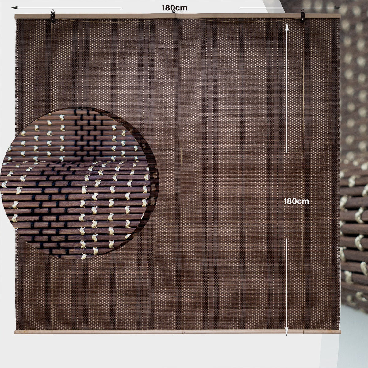 Cortina De Bambú Persiana Roller Enrollable180x180cm Café