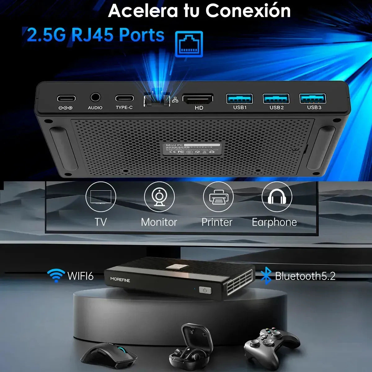Mini PC MOREFINE M6 con Intel N6000 3,3Ghz, 16GB RAM LPDDR4 y 256GB SSD, Windows 11 Home