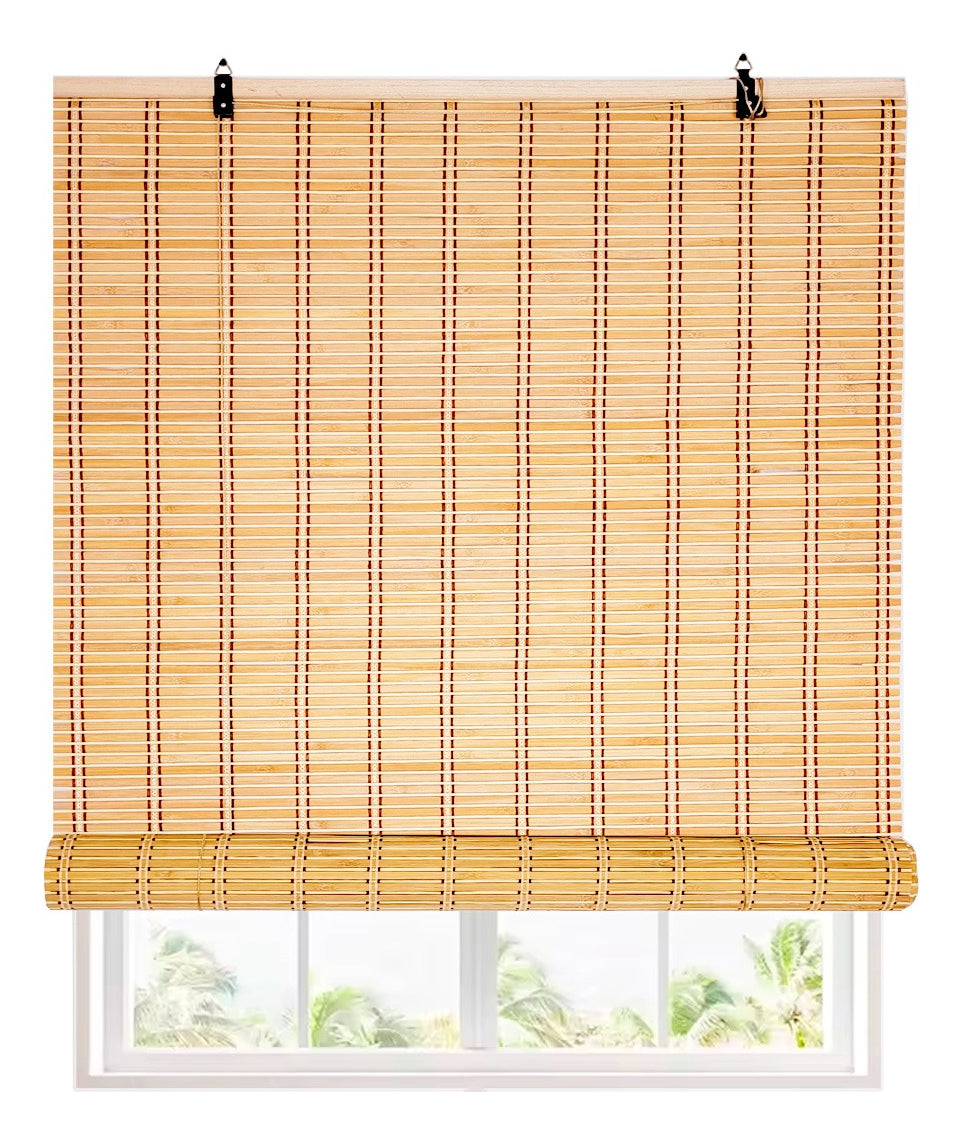Cortina De Bambú Persiana Roller 120x180cm Enrollable Unicolor