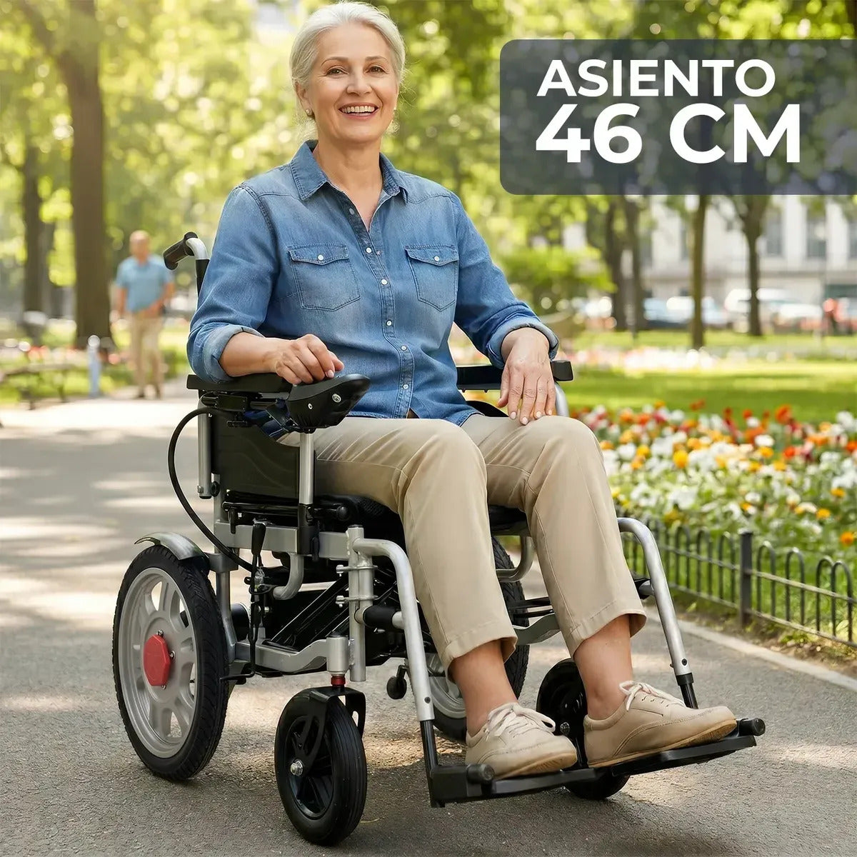 Silla de Ruedas Electrica Plegable con Joystick y Cinturón de Seguridad De 5 Velocidades