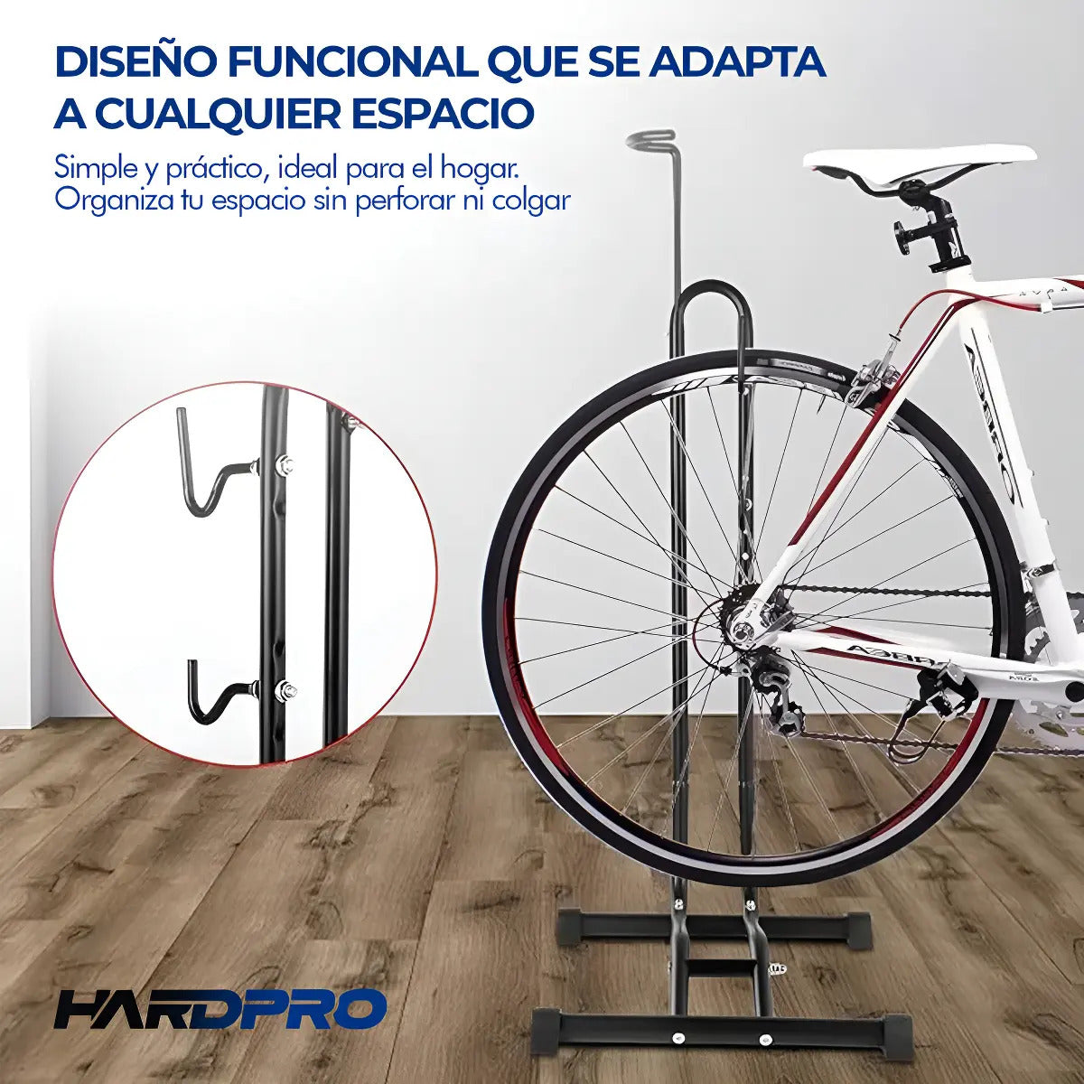 Soporte Bicicleta Quick Vertical y Horizontal Acero Negro 24 a 27.5 Pulgadas
