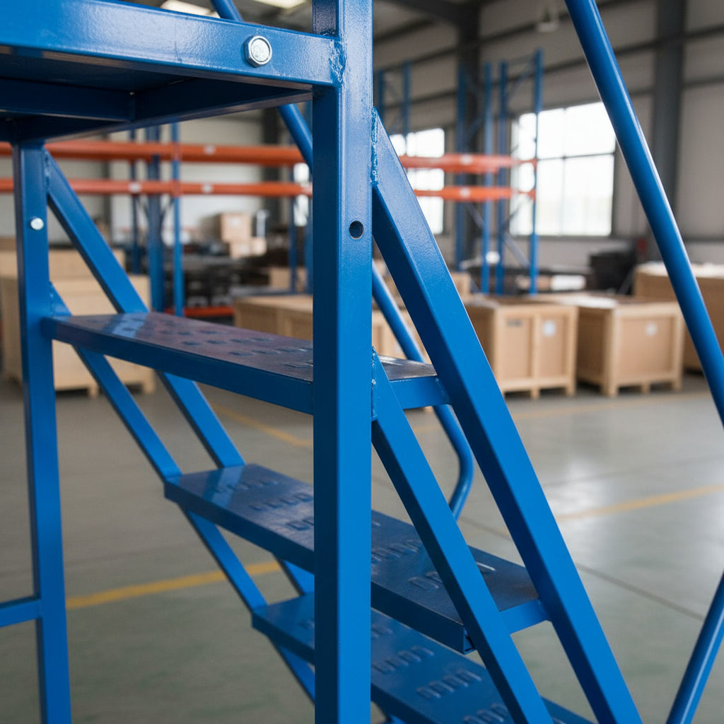 Escalera Industrial 6 Peldaños Tipo Avión Con Plataforma De 1,5m Soporta 450kg