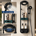 Columna Ducha Premium Circular Negro Con Control T° De Pared Hs195