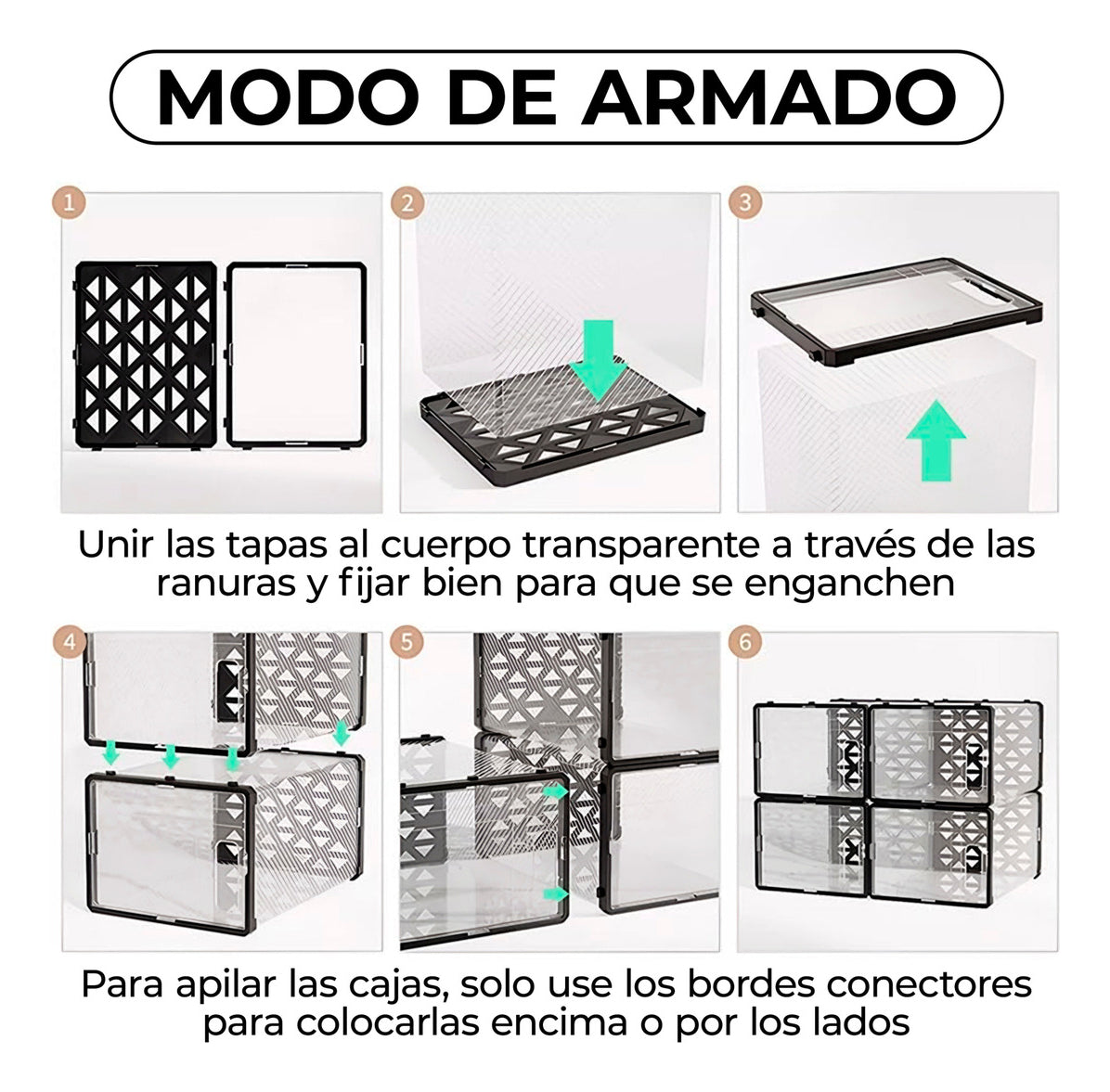 Set 6cajas Organizadoras De Zapatos Apilables Multiuso Beiti
