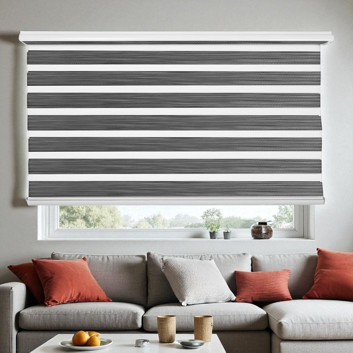 Cortina Roller Jaspeada Duo Zebra Día Noche 100x240cm