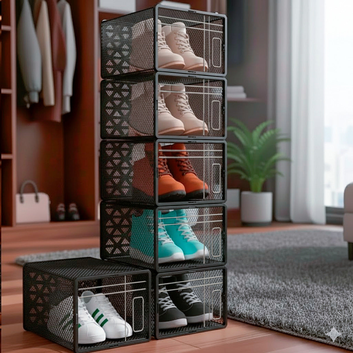 Set 6cajas Organizadoras De Zapatos Apilables Multiuso Beiti