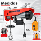 Tecle Electrico De Levante 1200kg De 12 Metros Cable Acero De 1850w Control Remoto
