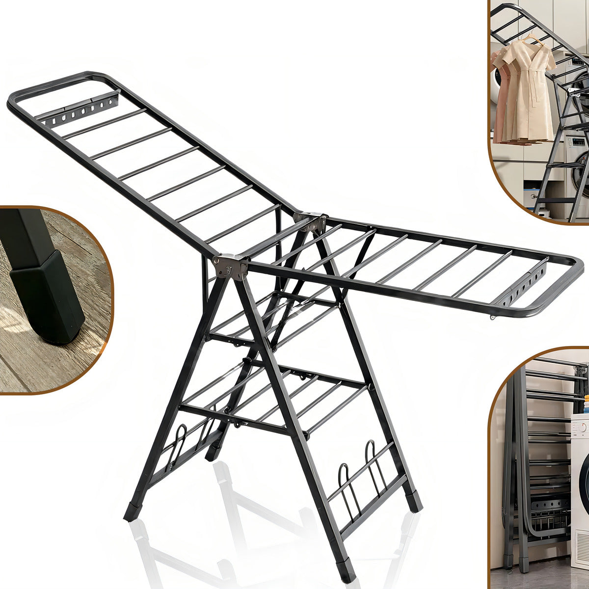Tendedero Plegable Premium Beiti 170cm Soporta 50kg De Acero Inoxidable Gris Oscuro