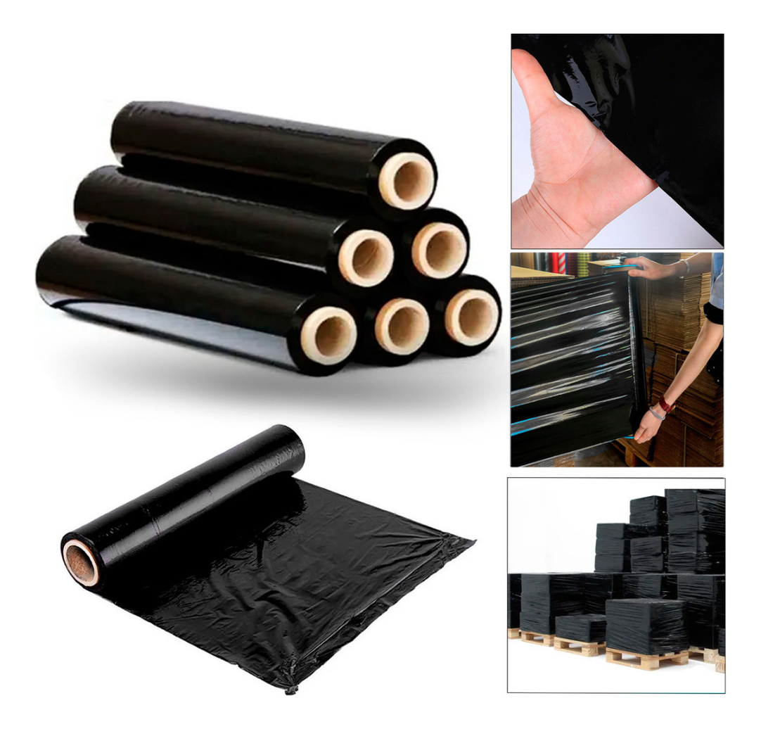 Pack 6 Film Stretch Alusa Embalaje 3kg 600 Metros Industrial Negro