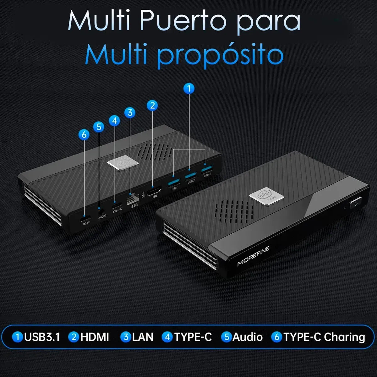 Mini PC MOREFINE M6 con Intel N6000 3,3Ghz, 16GB RAM LPDDR4 y 256GB SSD, Windows 11 Home