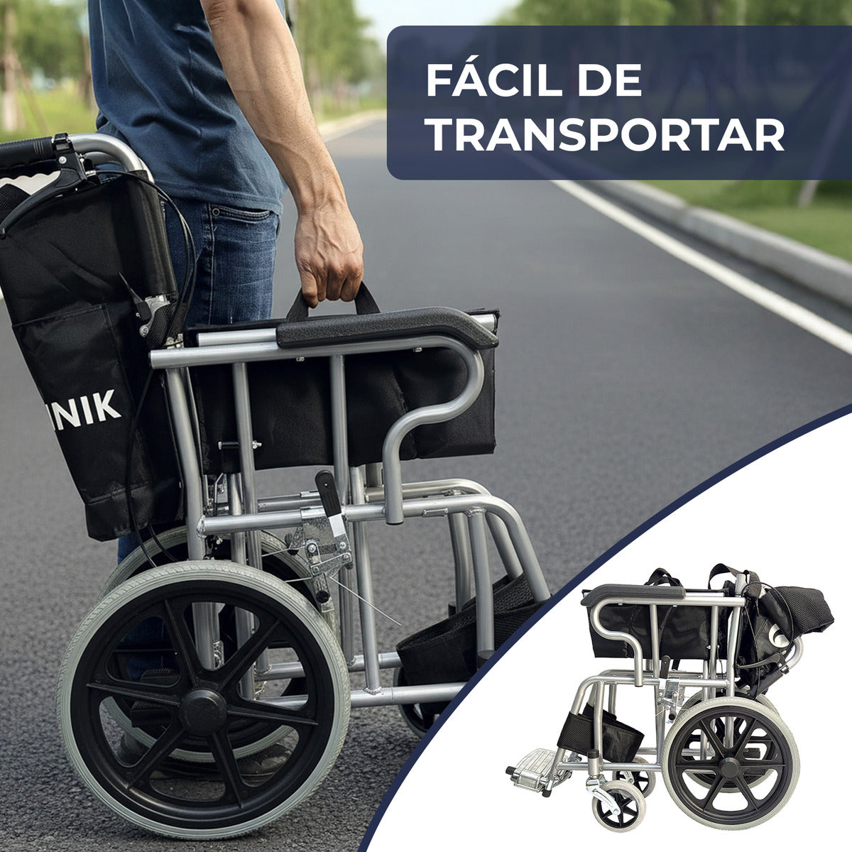 Silla Ruedas Geriatrica Plegable Con Frenos De 110kg