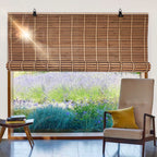 Cortina De Bambú Persiana Roller Bicolor 180x180cm Con Diseños