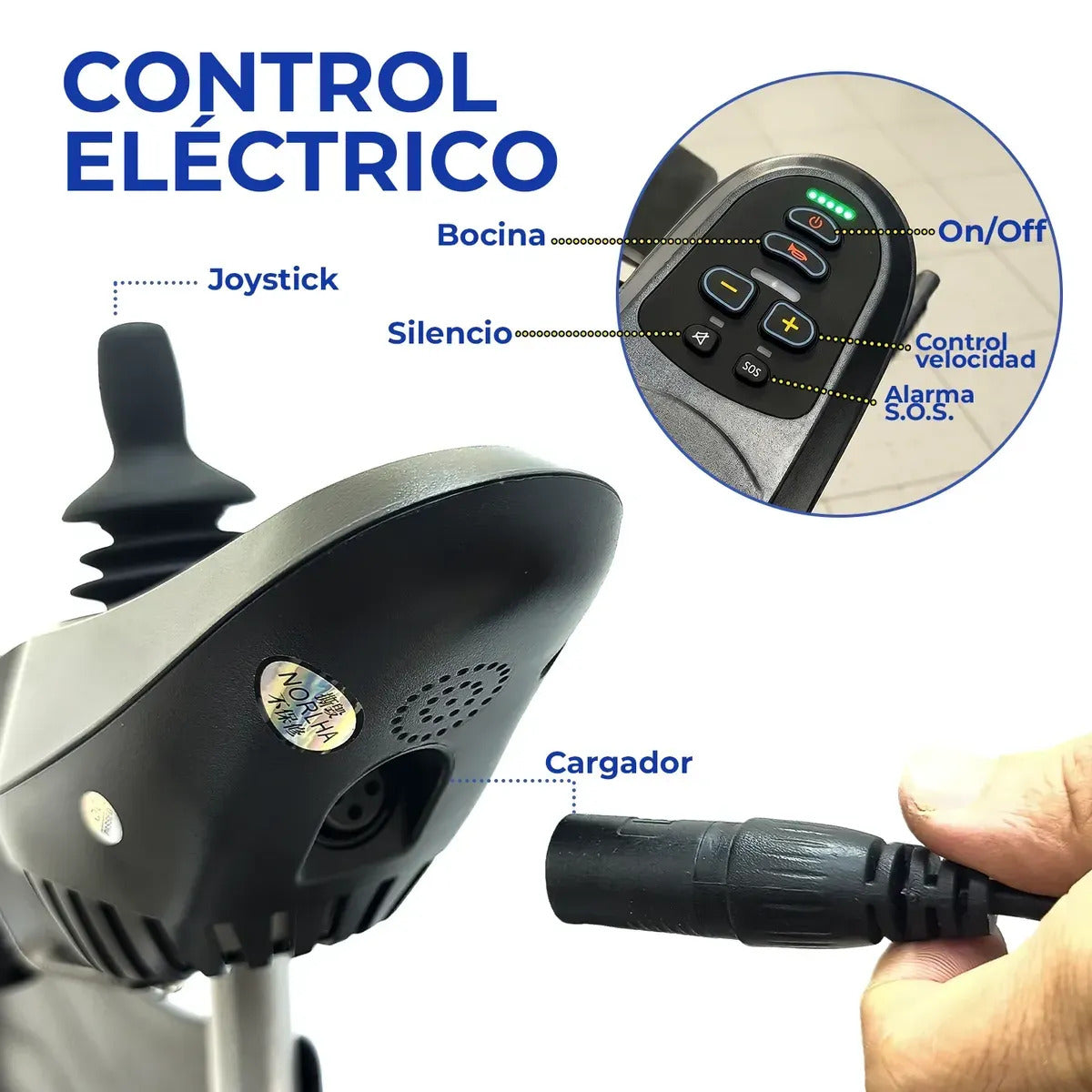 Silla de Ruedas Electrica Plegable con Joystick y Cinturón de Seguridad De 5 Velocidades