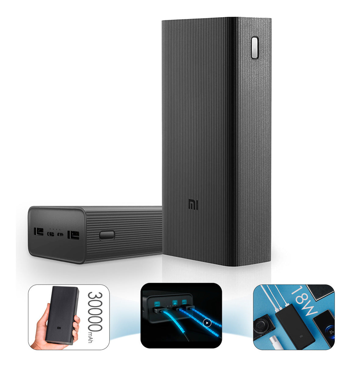 Xiaomi Power bank Cargador Portatil 30000mah 18w Boost Pro Negro