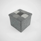Puff Organizador Baul Plegable Cubo 38x38 Tela Mix Gris
