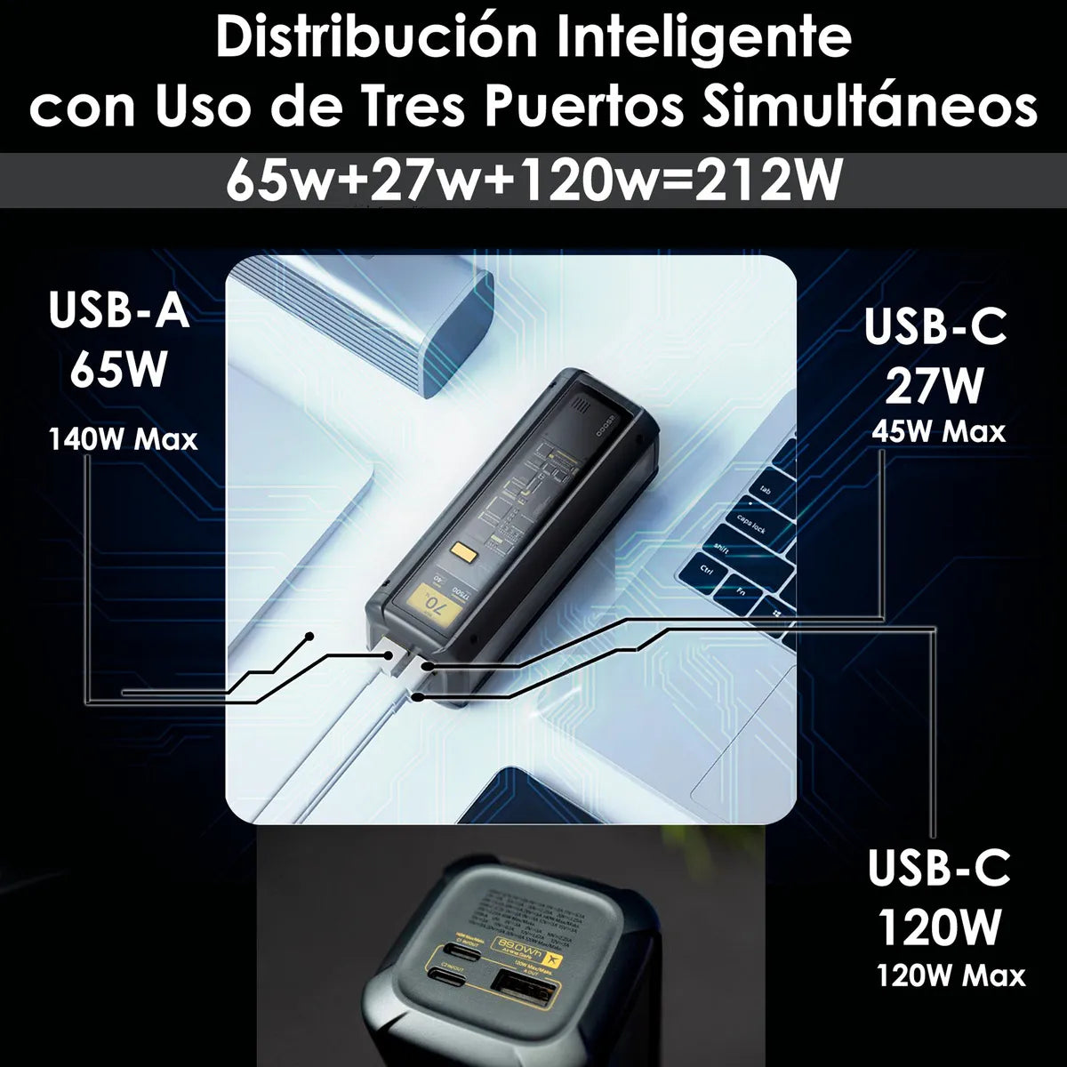 Xiaomi Powerbank 25000mah 212w Hypercarga Multipuerto Negro