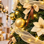 Arbol De Navidad Plegable 180cm Armado Facil Navideño Luces Dorado