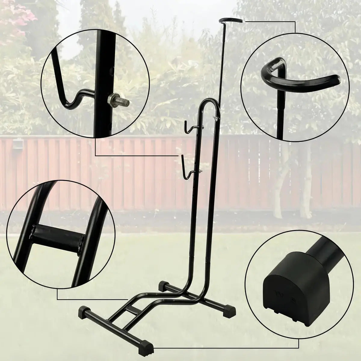 Soporte Bicicleta Quick Vertical y Horizontal Acero Negro 24 a 27.5 Pulgadas