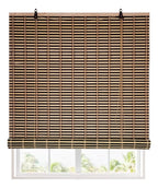 Cortina De Bambú Persiana Roller Bicolor 90x180cm Con Diseños