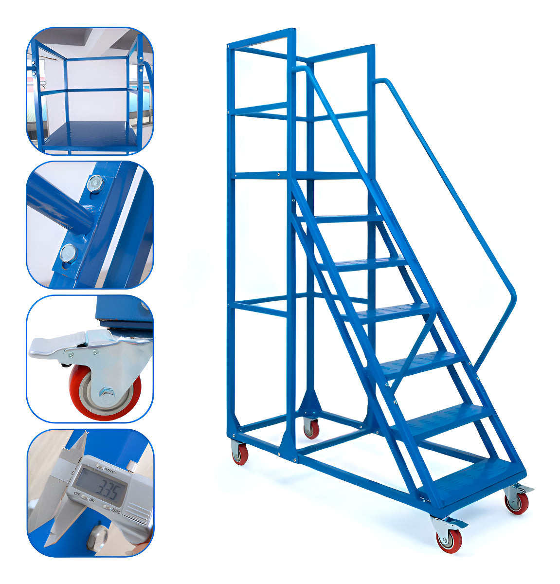 Escalera Industrial 6 Peldaños Tipo Avión Con Plataforma De 1,5m Soporta 450kg