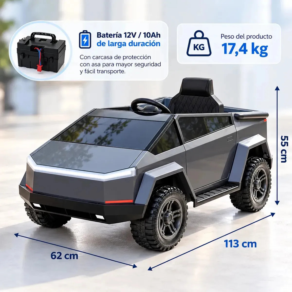 Auto Electrico Infantil Montable Tipo Tesla Cybertruck 12v