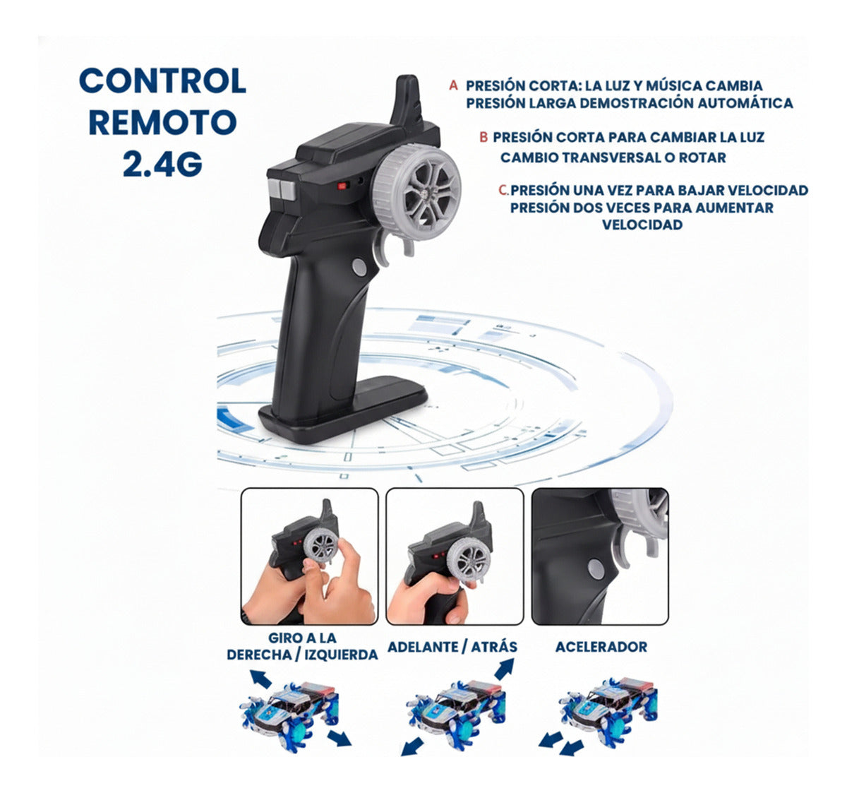Auto Con Control Llantas Extendibles 4x4 Sensor Muñeca Drift Todo Terreno