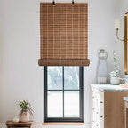 Cortina Bambú Persiana Bicolor 60x150cm Con Diseño