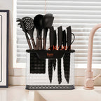 Set 16 Utensilios Cuchillos Cocina Acero Inox Silicona Beiti
