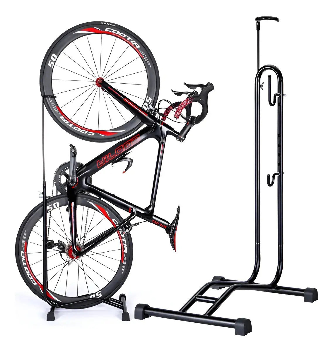 Soporte Bicicleta Quick Vertical y Horizontal Acero Negro 24 a 27.5 Pulgadas