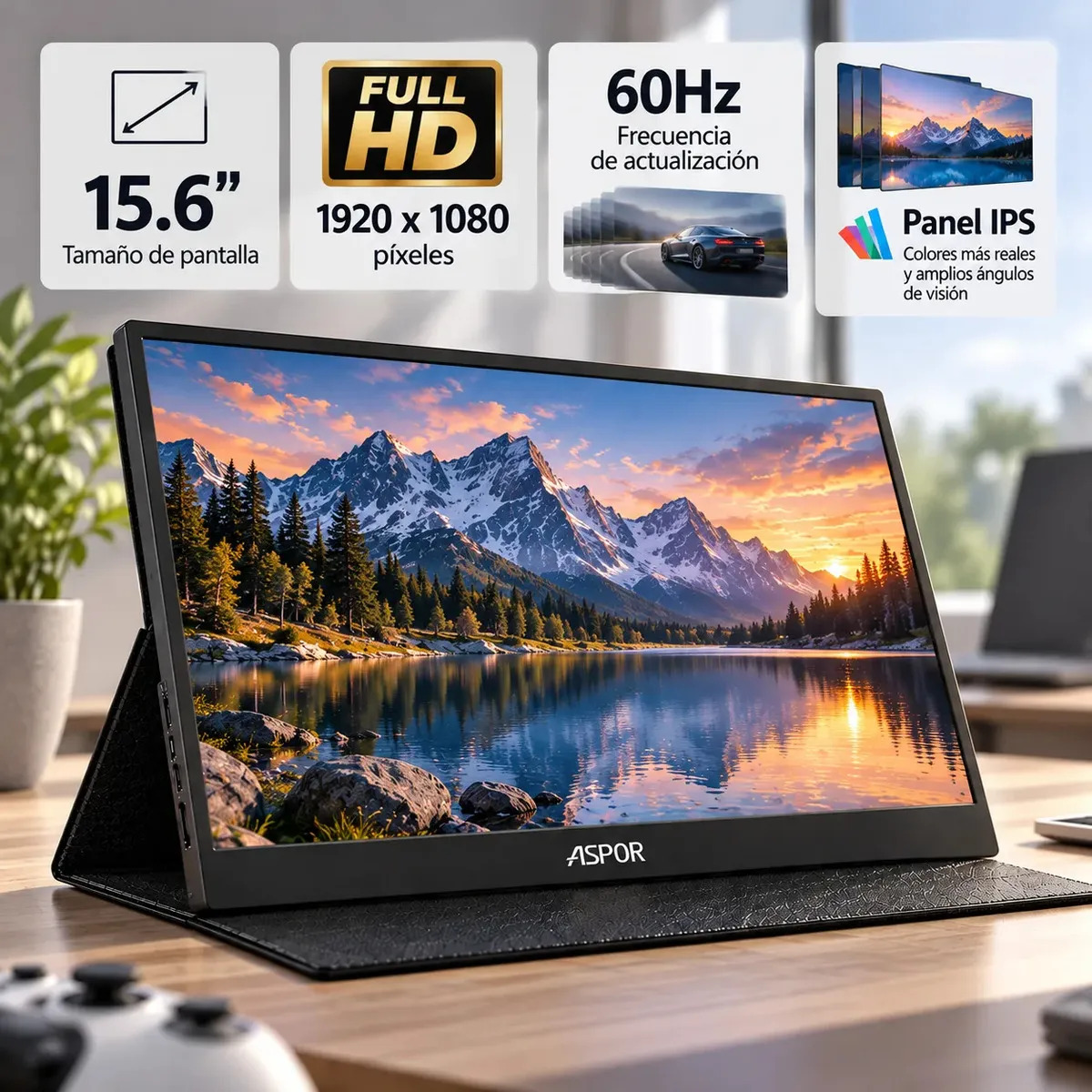 Monitor Portatil Con Pantalla De 15.6 Pulgadas 60Ghz Full Hd