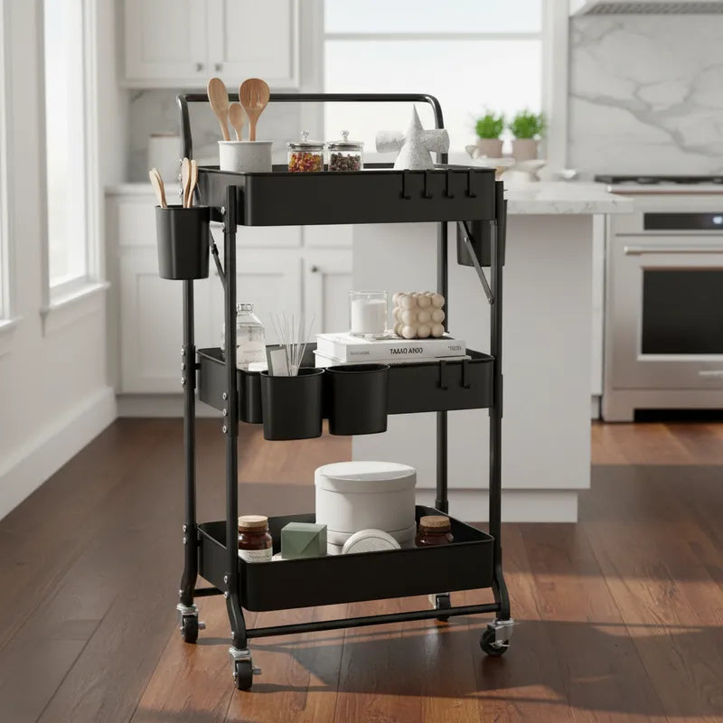 Carro Plegable Carrito Organizador Estante Con Rueda Multiuso