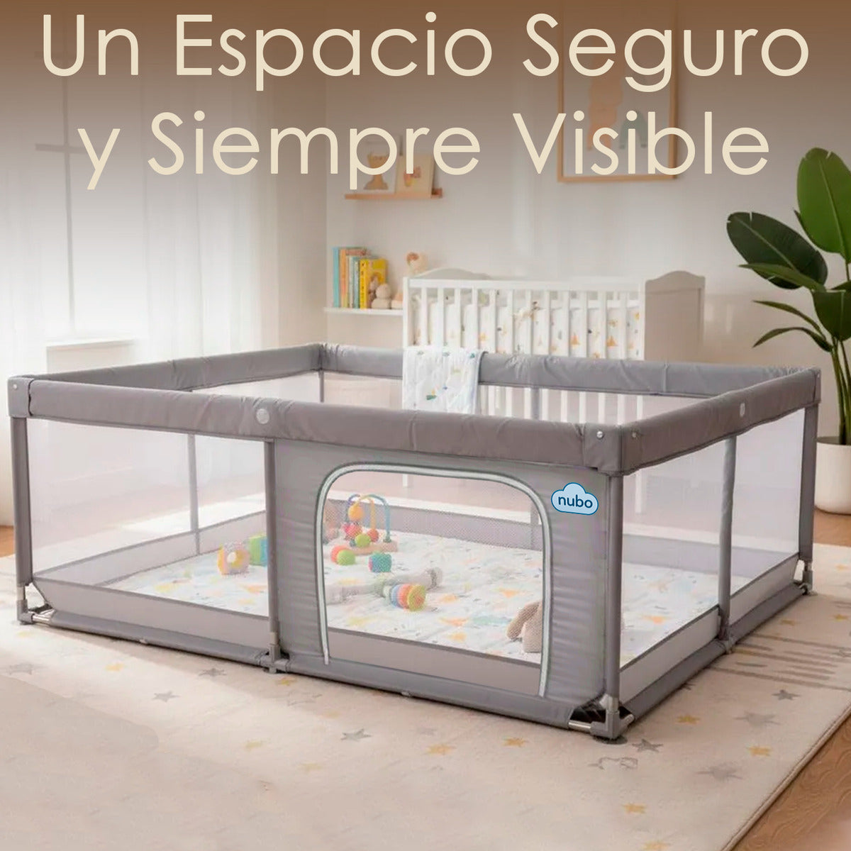 Corral Infantil Nubo Armable Malla Y Tela Oxford 180x200cm