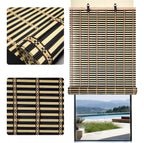 Cortina Bambú Persiana Bicolor 60x150cm Con Diseño