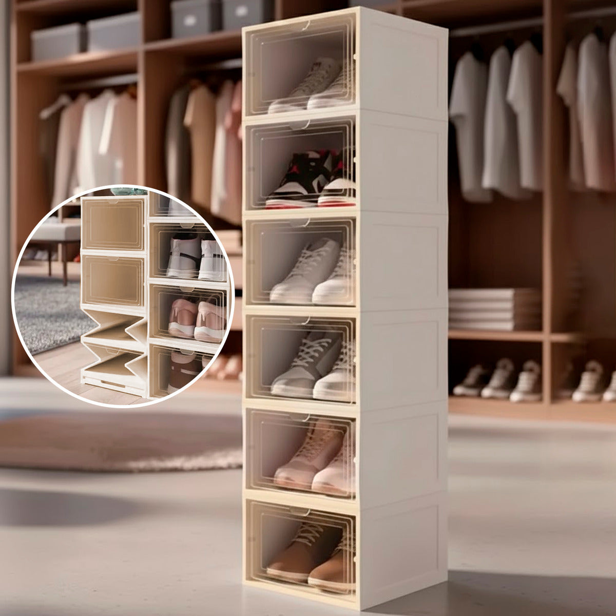 Zapatera Plegable Mueble Organizador De 6 Niveles Transparente
