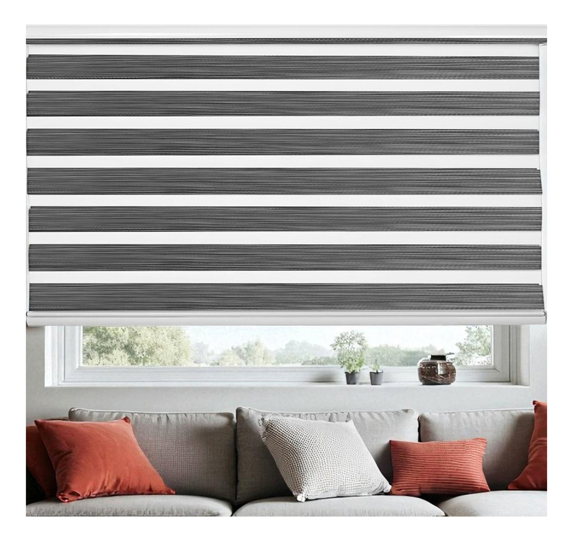 Cortina Roller Jaspeada Duo Zebra Día Noche 100x240cm