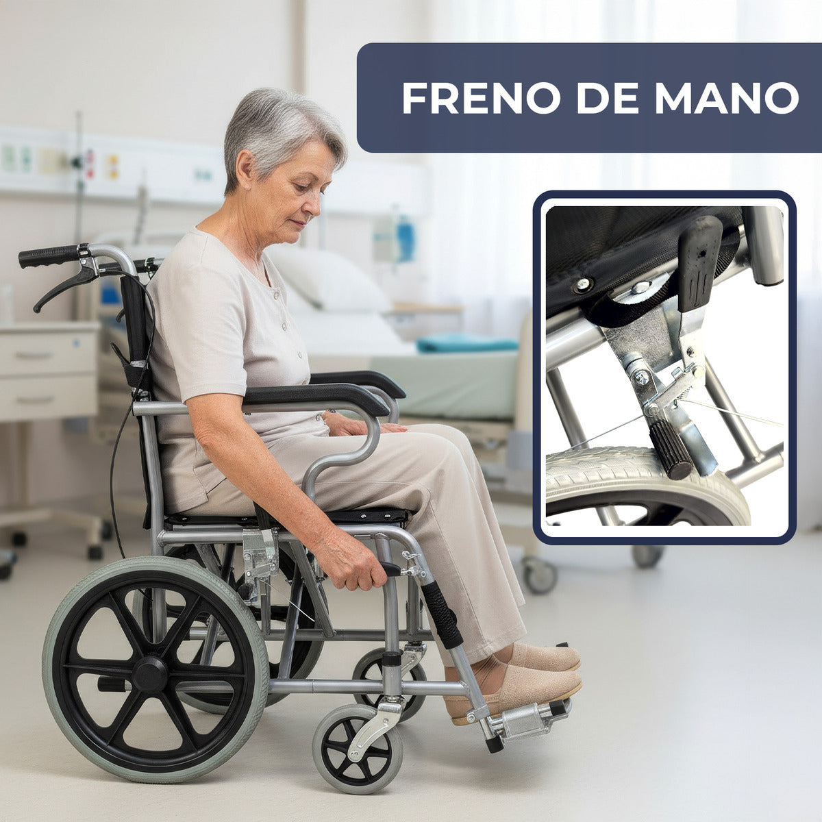 Silla Ruedas Geriatrica Plegable Con Frenos De 110kg