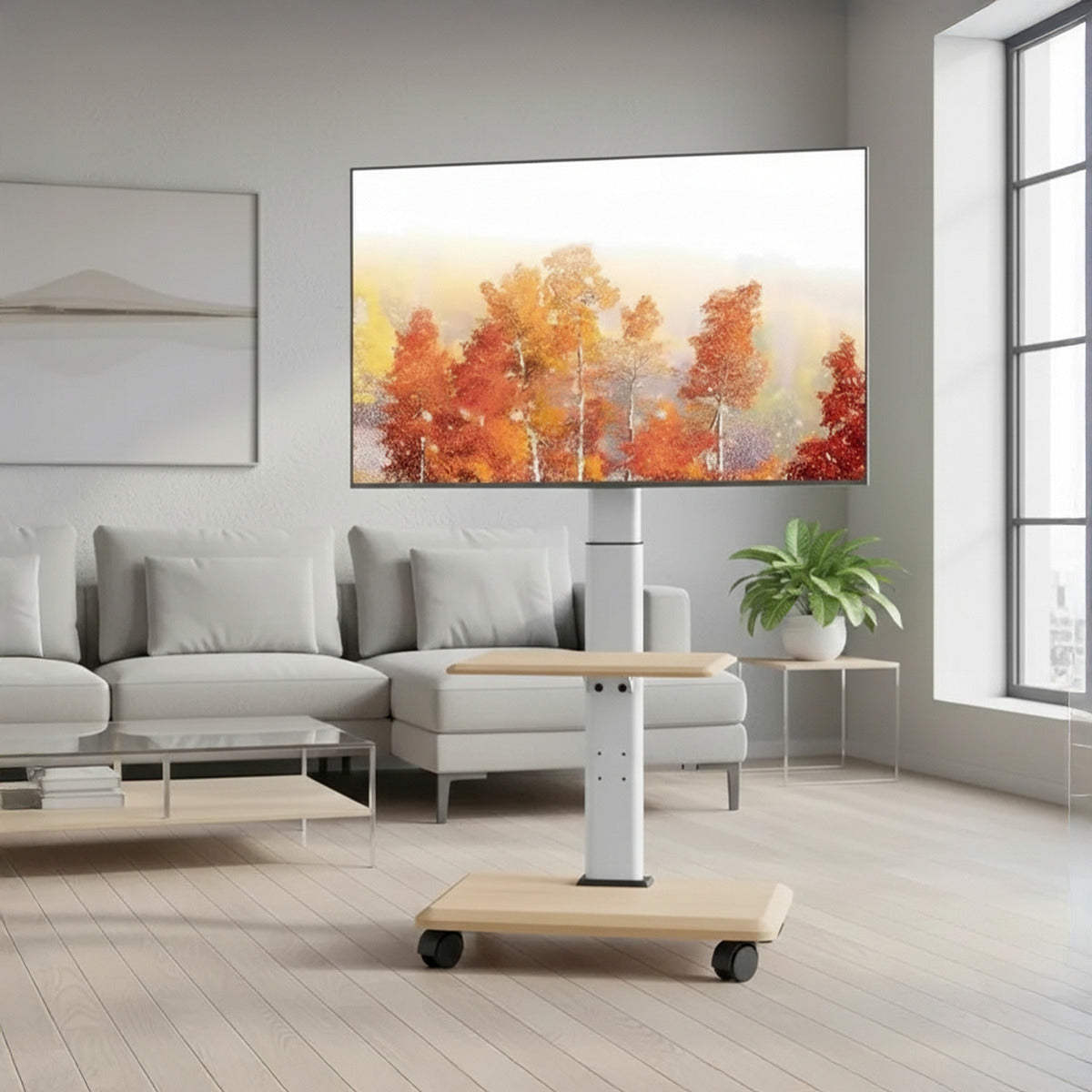 Soporte Pedestal Tv Rack Movil Con Ruedas 32 A 75 Pulgadas