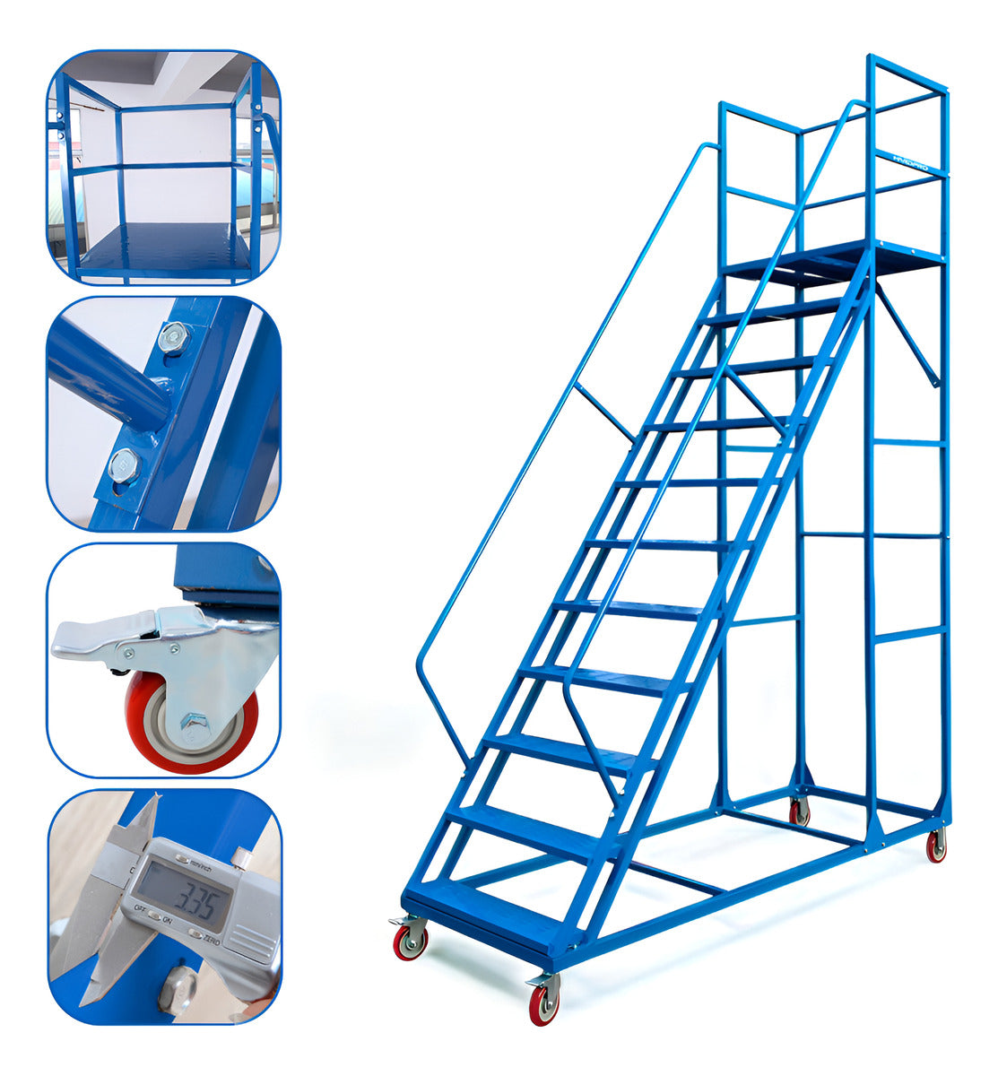 Escalera Industrial Tipo Avión De 10 Peldaños Con Plataforma De  2,5m 550kg