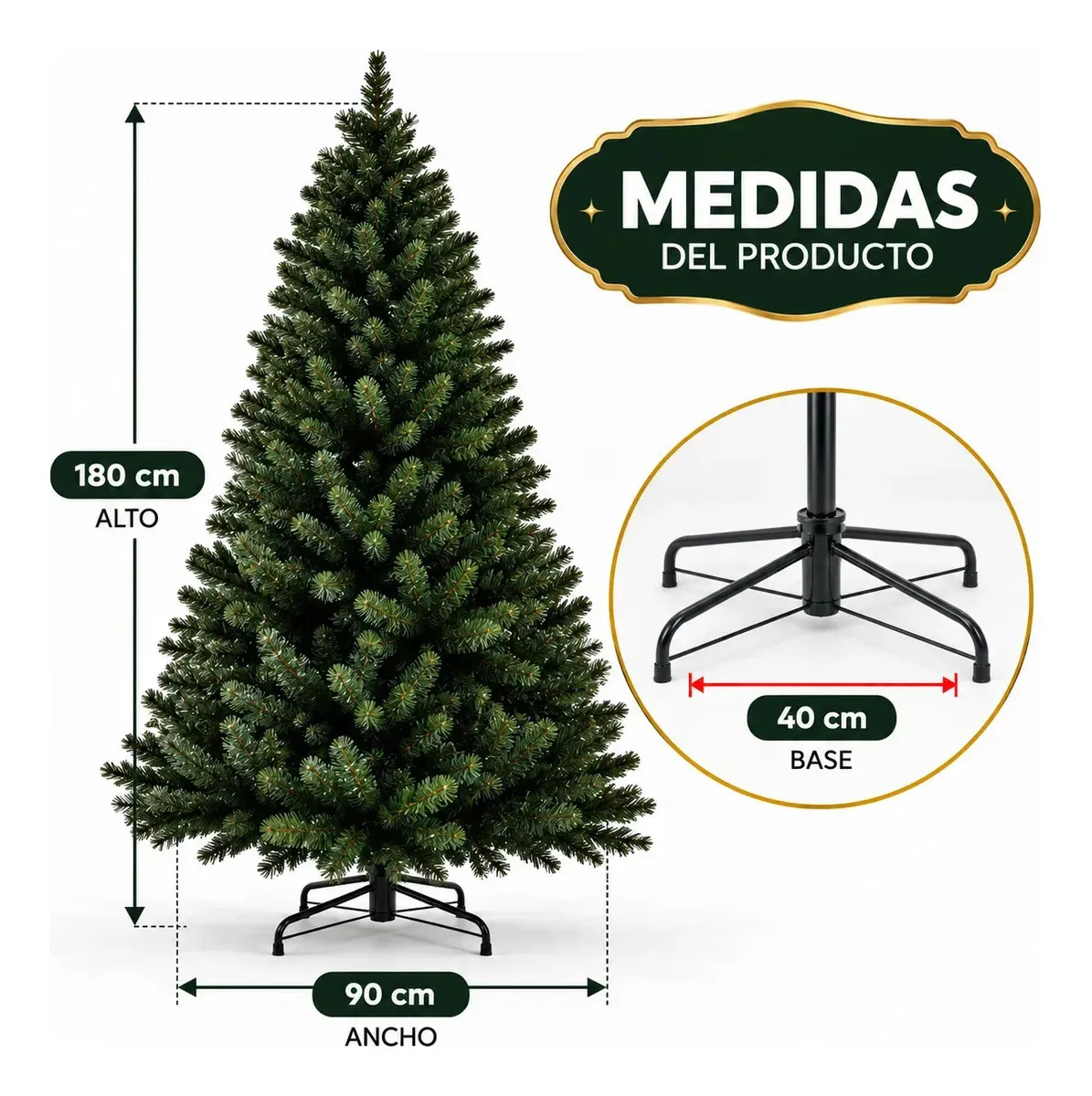 Arbol De Navidad Tradicional 1.80m Verde Artificial 750 Puntas