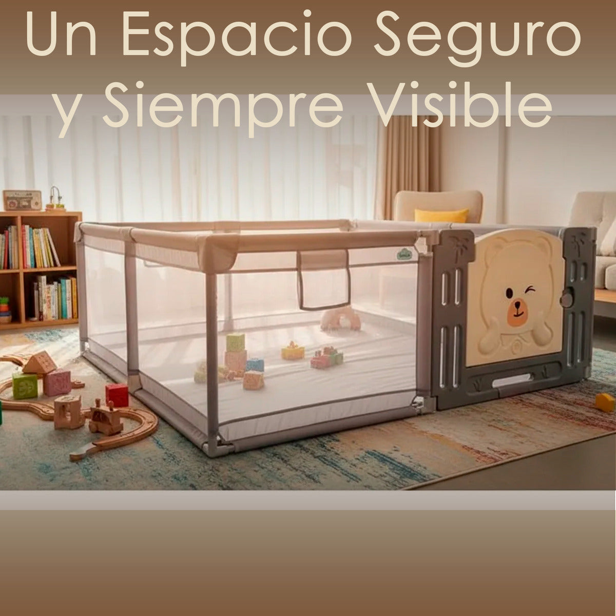 Corral Infantil Nubo Puerta Osito Malla Con Pelotas 180x200cm