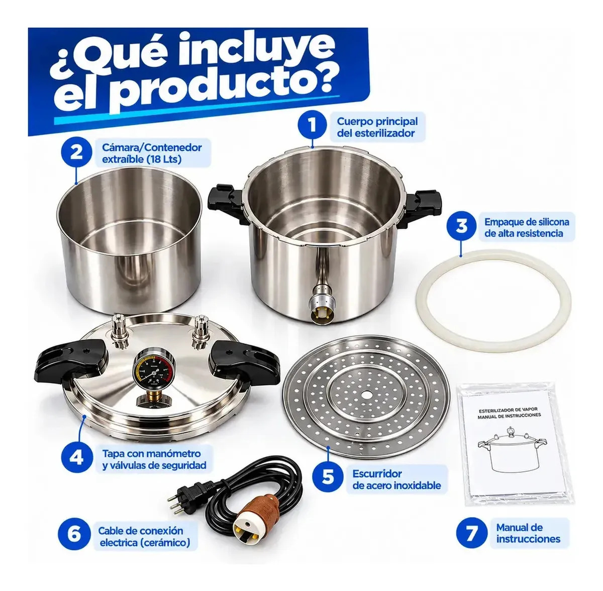 Autoclave Esterilizador Acero Inoxidable Grado Medico 18LT