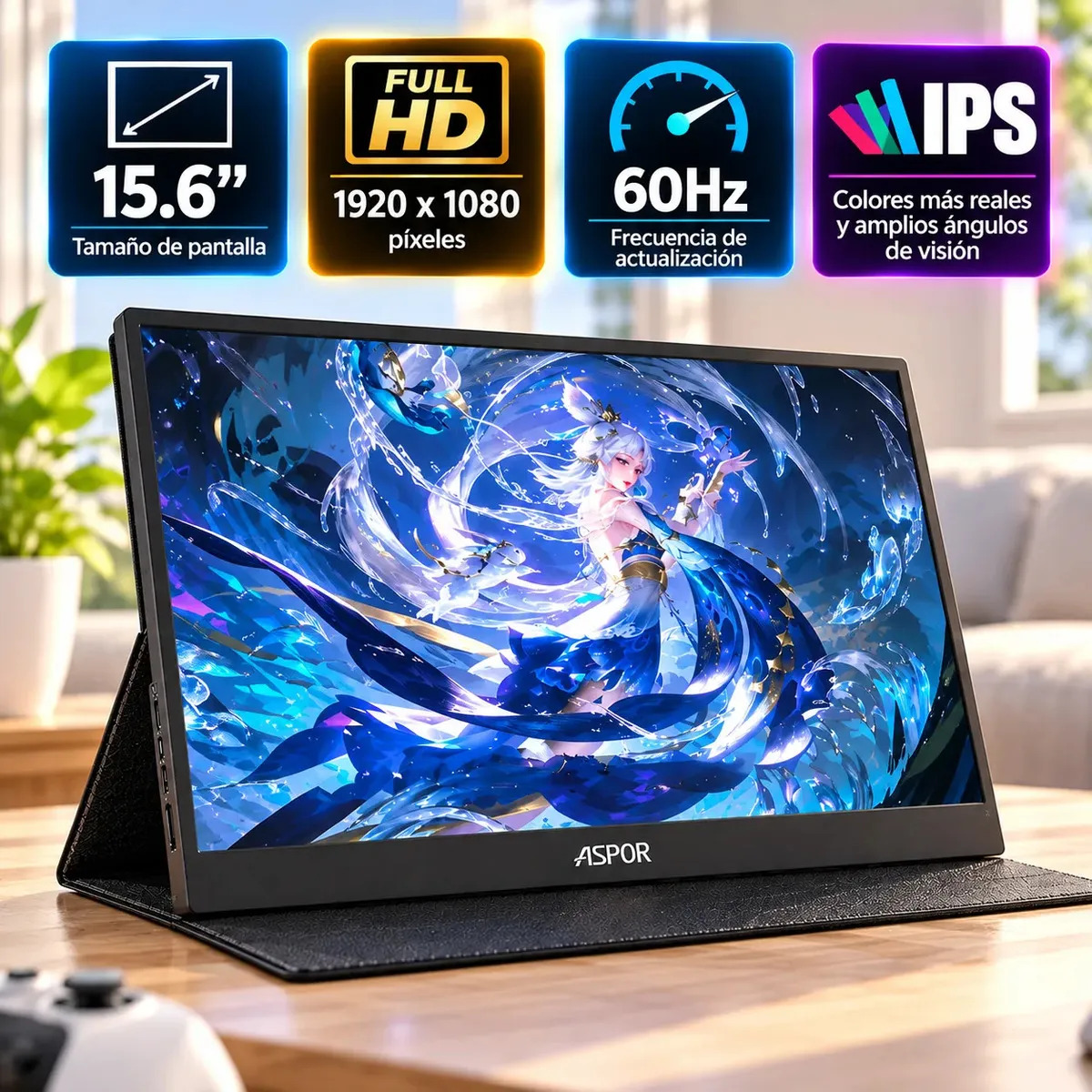 Monitor Portatil Con Pantalla De 15.6 Pulgadas 60Ghz Full Hd